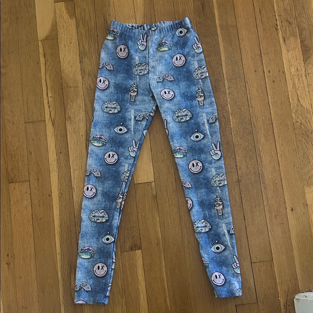 Pixielane Kids High Shine Legging Blue Patterned